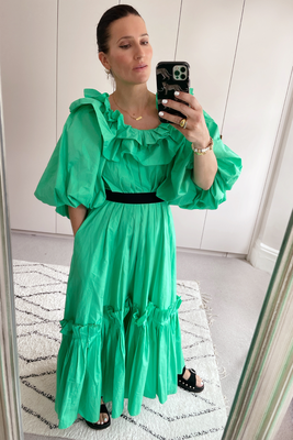 Olivia von Halle  Yves Emerald Green Silk Velvet Pyjamas