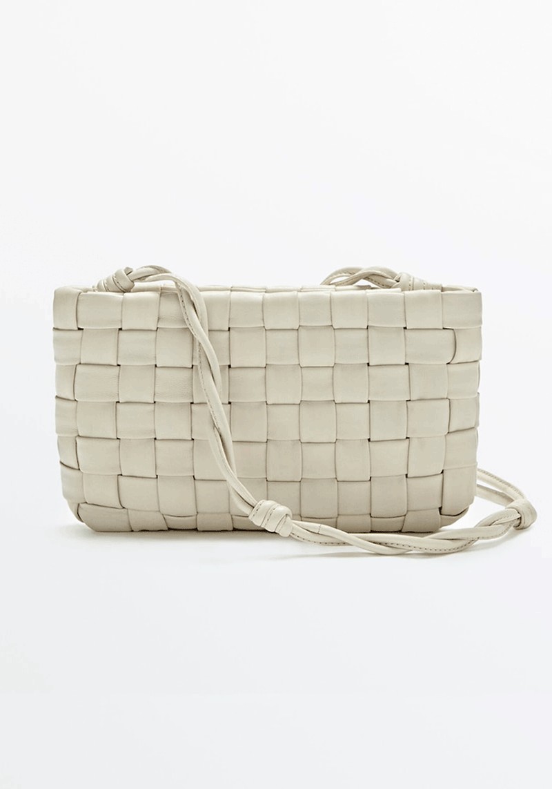 Woven Leather Clutch-Style Handbag from Massimo Dutti