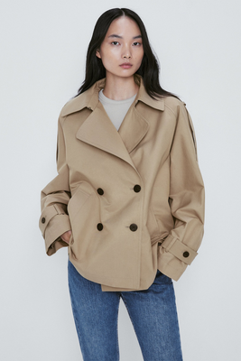 Short Buttoned Trench Coat  