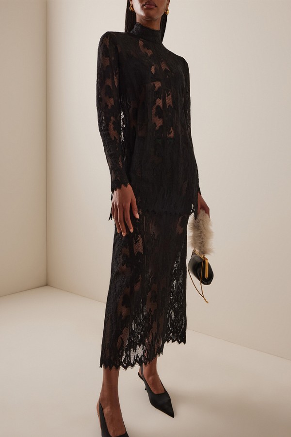 Isabella Wool-Cotton Lace Maxi Skirt from Kamperett  