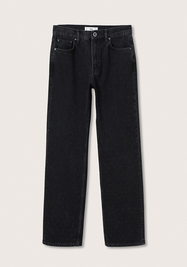 Straight Fit Strass Jeans