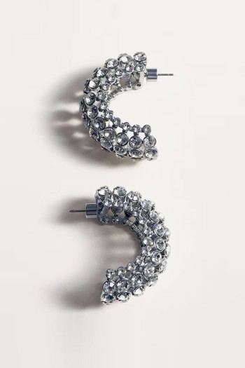 Semi-Ring Crystal Earrings from Mango