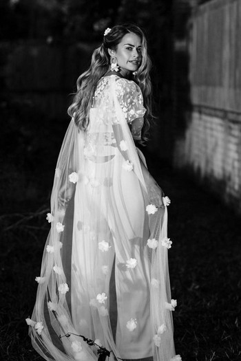 Floral Wedding Cape Veil, £98  Bieauli