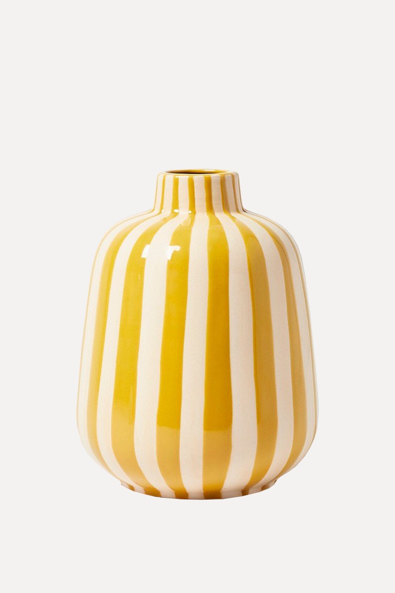 Riviera Stripe Yellow Ceramic Vase from Oliver Bonas