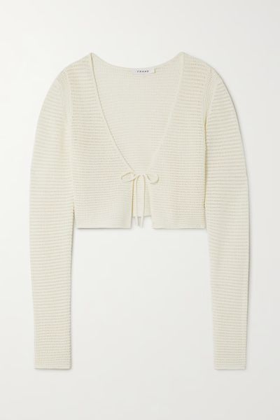 Cropped Crochet-Knit Cardigan from Frame