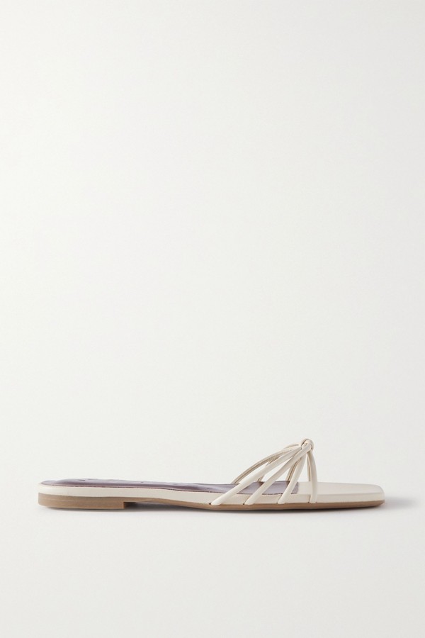 Pippa Knotted Leather Slides from Staud
