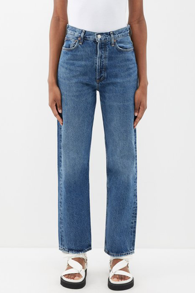 90s Pinch Waist Organic-Cotton Straight-Leg Jeans  from Agolde