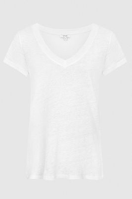 Linen V-Neck T-Shirt from Reiss