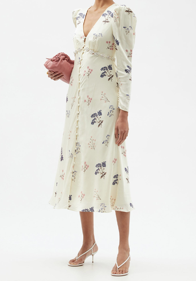 Crystal-Embellished Floral-Print Midi Dress from Self-Portrait