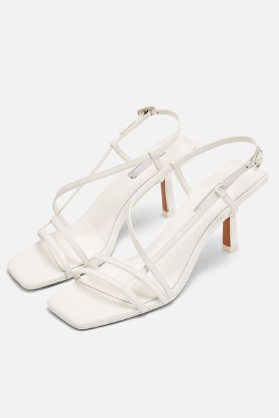 Strippy White Heeled Sandals