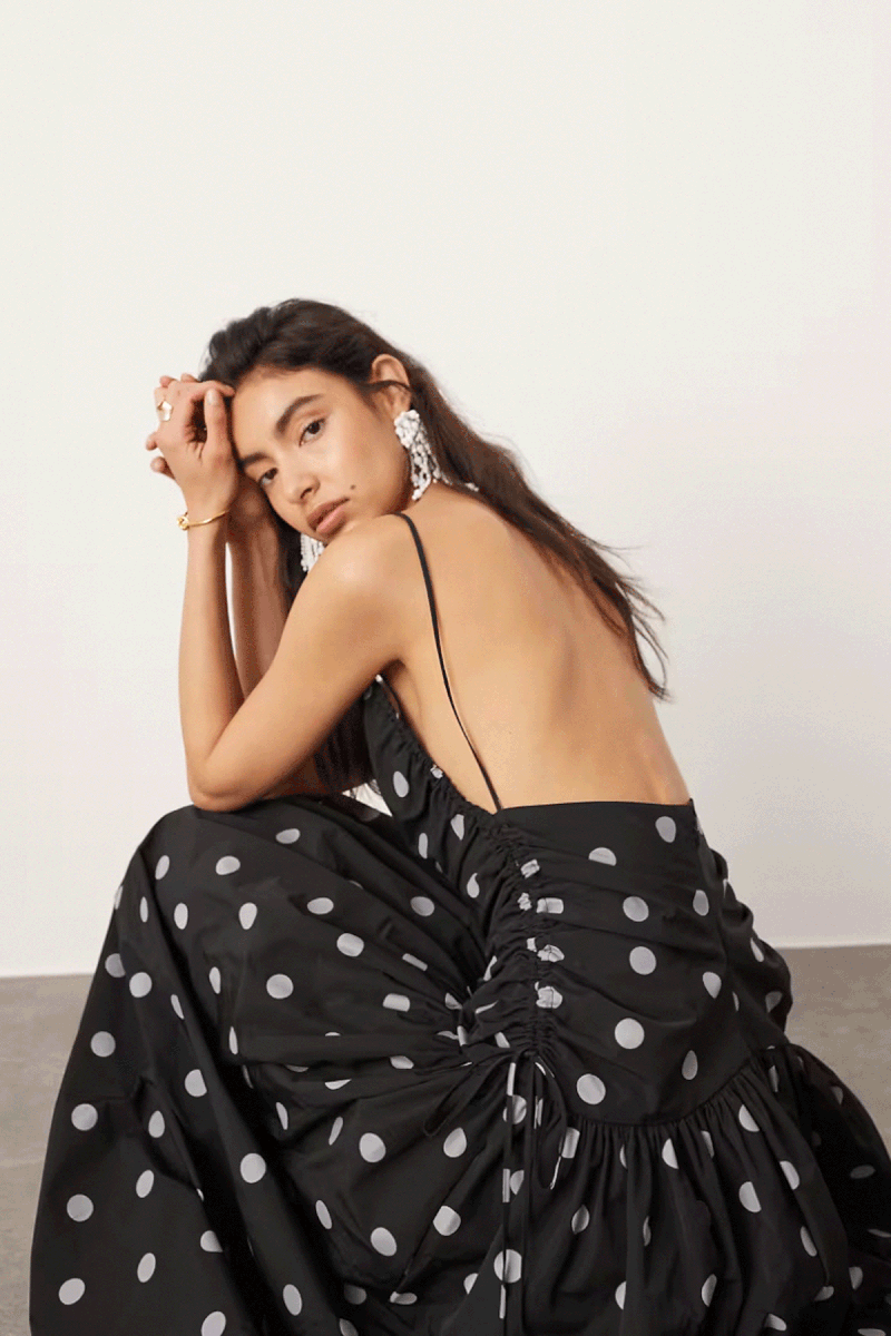 Drawstring Detail Midi Dress With Dropped Waist from ASOS