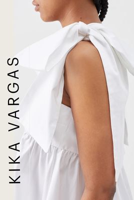 Hannah Tie-Shoulder Poplin Mini Dress from Kika Vargas