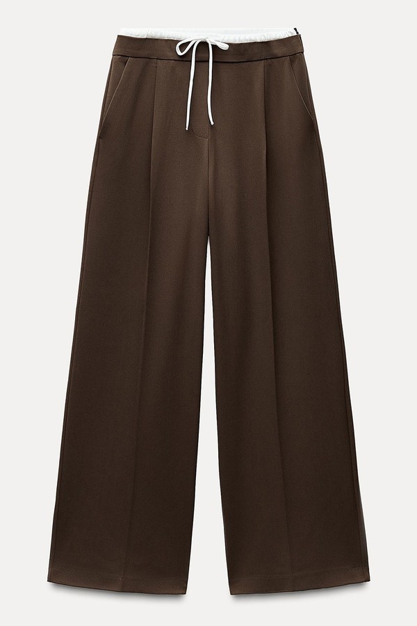 Wide-Leg Trousers With Double Waistband