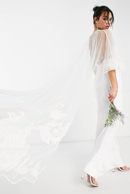 Applique Floral Wedding Cape In Ivory from ASOS Edition