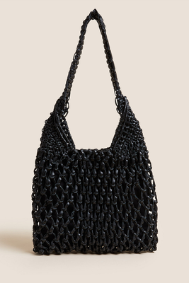 Leather Macrame Shoulder Bag from M&S Collection