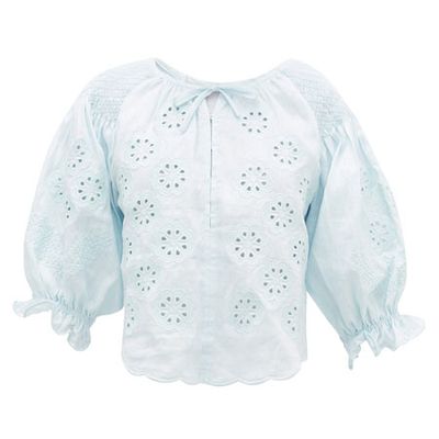 Oliver Daily Embroidered Linen-Poplin Blouse from Innika Choo