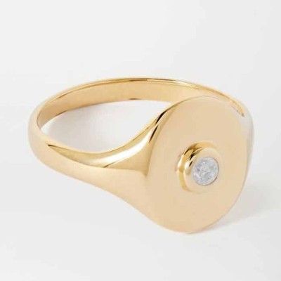 Mini Pinky 14-Karat Gold Diamond Ring from Stone & Strand