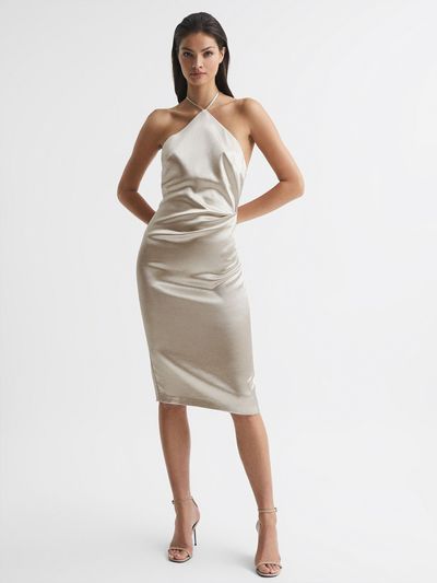 Farah Metalic Halterneck Occasion Dress, £188