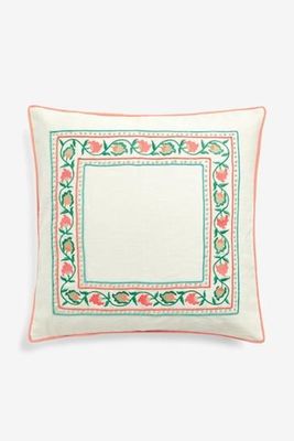 Floral Embroidered Border Cushion