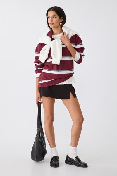 Oversize Striped Polo T-Shirt from Stradivarius