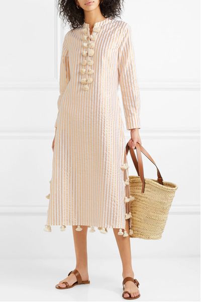 Paolina Tasseled Striped Cotton & Lurex-Blend Dress from Figue