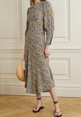 Nanette Belted Floral-Print Crepe Maxi Dress from Doen