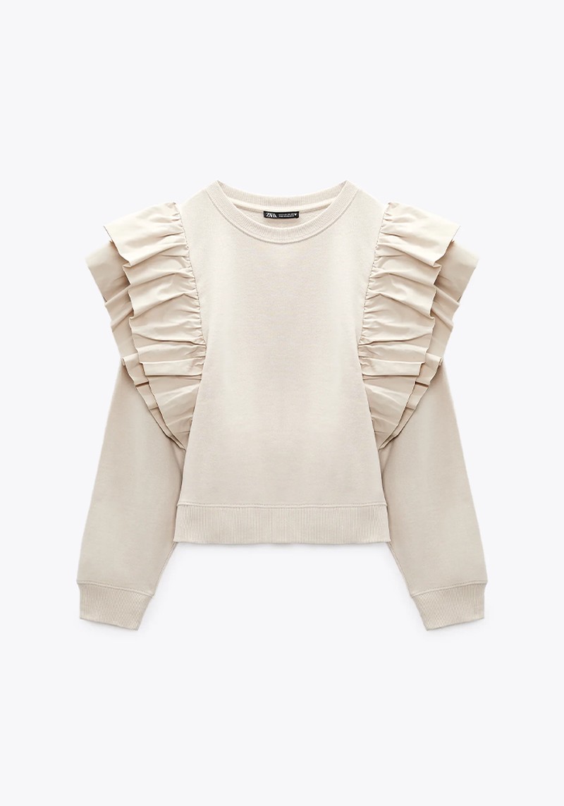 Contrast Ruffled Sweatshirt