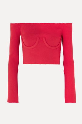 Cropped Off-The-Shoulder Ribbed-Knit Sweater from Oresund Iris