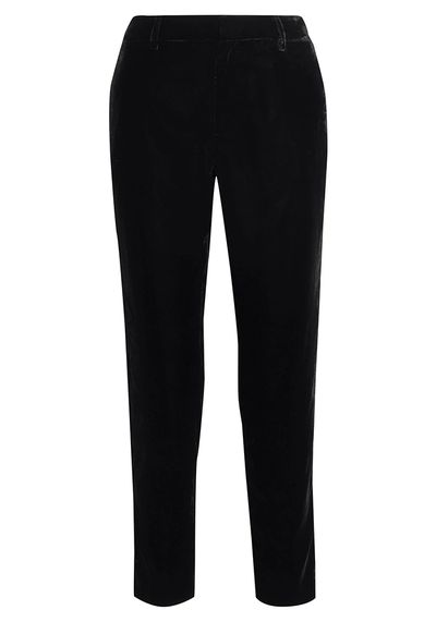 The Lauren Satin-Trimmed Velvet Slim-Leg Pants from Laura Bailey X Iris & Ink