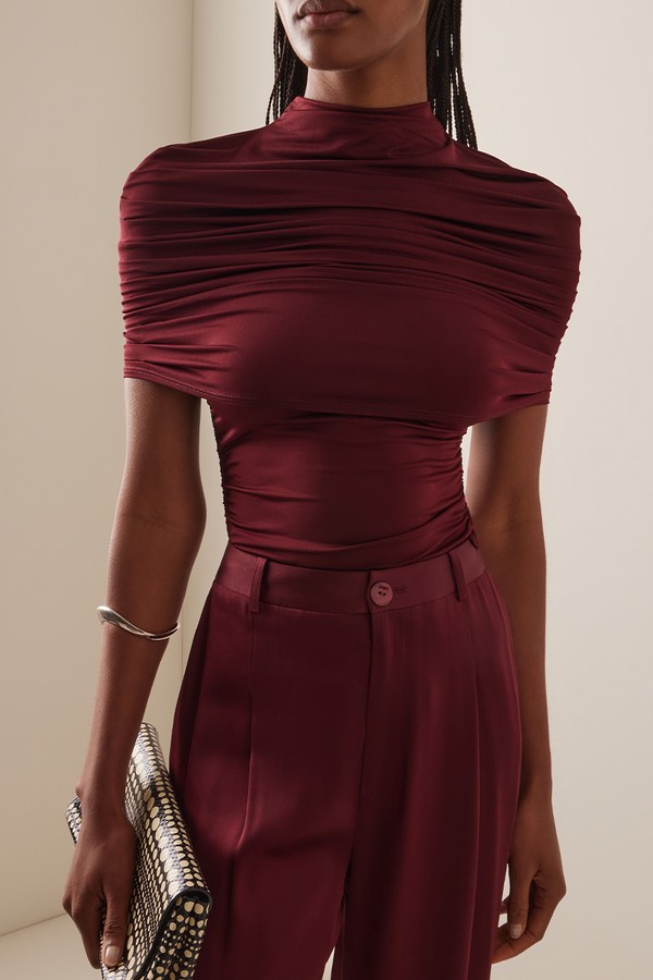 Ruched Jersey Mock-Neck Top from LAPOINTE