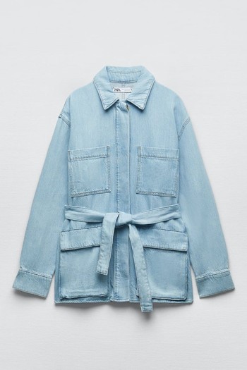 Denim Overshirt With Belt from Zara