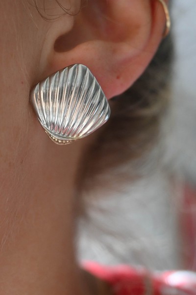 Vintage Sterling Silver Shell Earrings from PI London