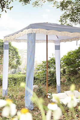 Gabriel Blue & White Striped Fringed Cabana from Daals