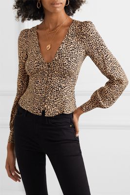 Adrienne Leopard Print Georgette Top from Reformation