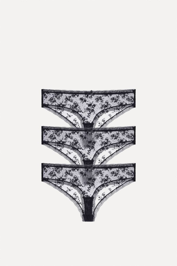 Set Of 3 Lace Cheeky Brazilian Pants