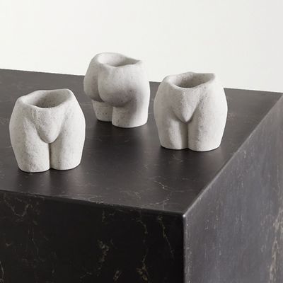 Rock Bottom Set of Three Ceramic Tea Light Holders from Anissa Kermiche