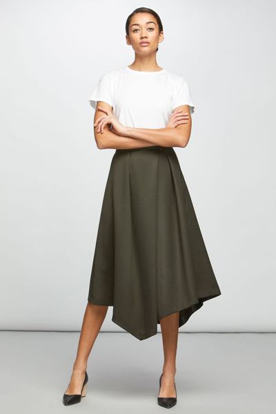 Flap Front A Line Skirt Dark Khaki from Ce Finn