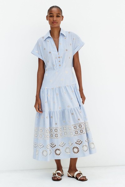 Embroidered Shirt Dress