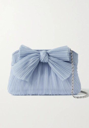 Rochelle Bow-Embellished Plissé-Organza Clutch from Loeffler Randall