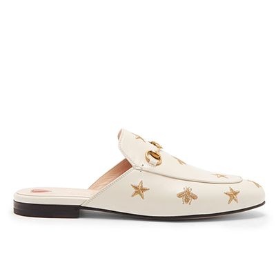 Princetown Embroidered Backless Leather Slippers from Gucci