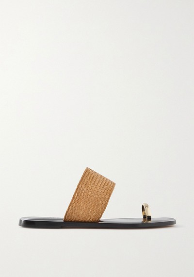 Agnes Gold Tone & Raffia Slides from Emme Parsons