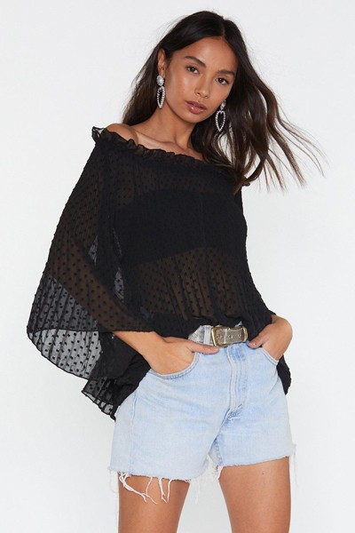 Sheer For The Long Run Off-the-Shoulder Blouse