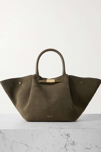 New York Leather-Trimmed Suede Tote from DEMELLIER