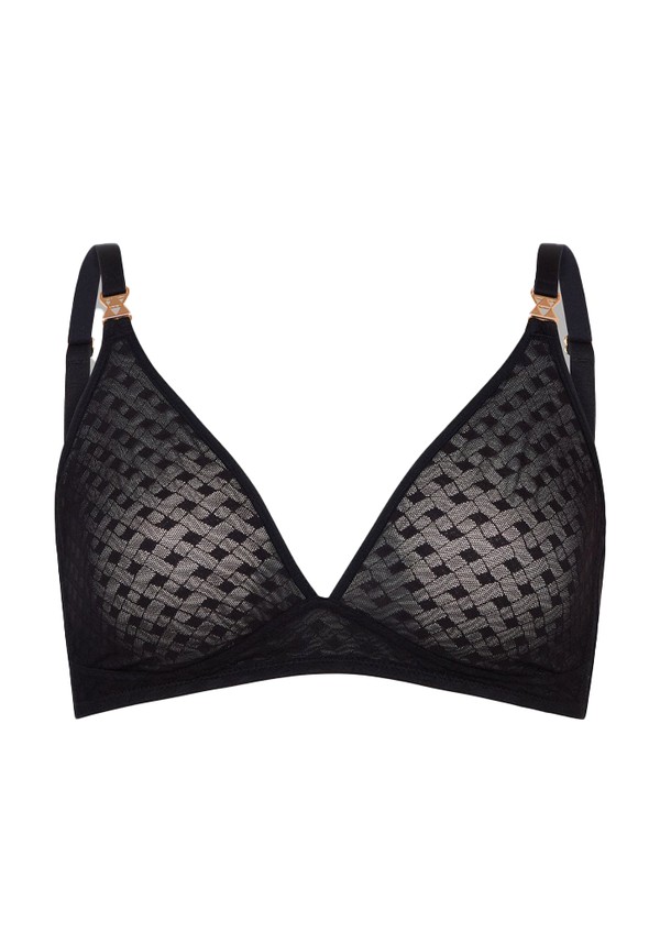 The Easy Does It Bralette In Sheer Deco Black