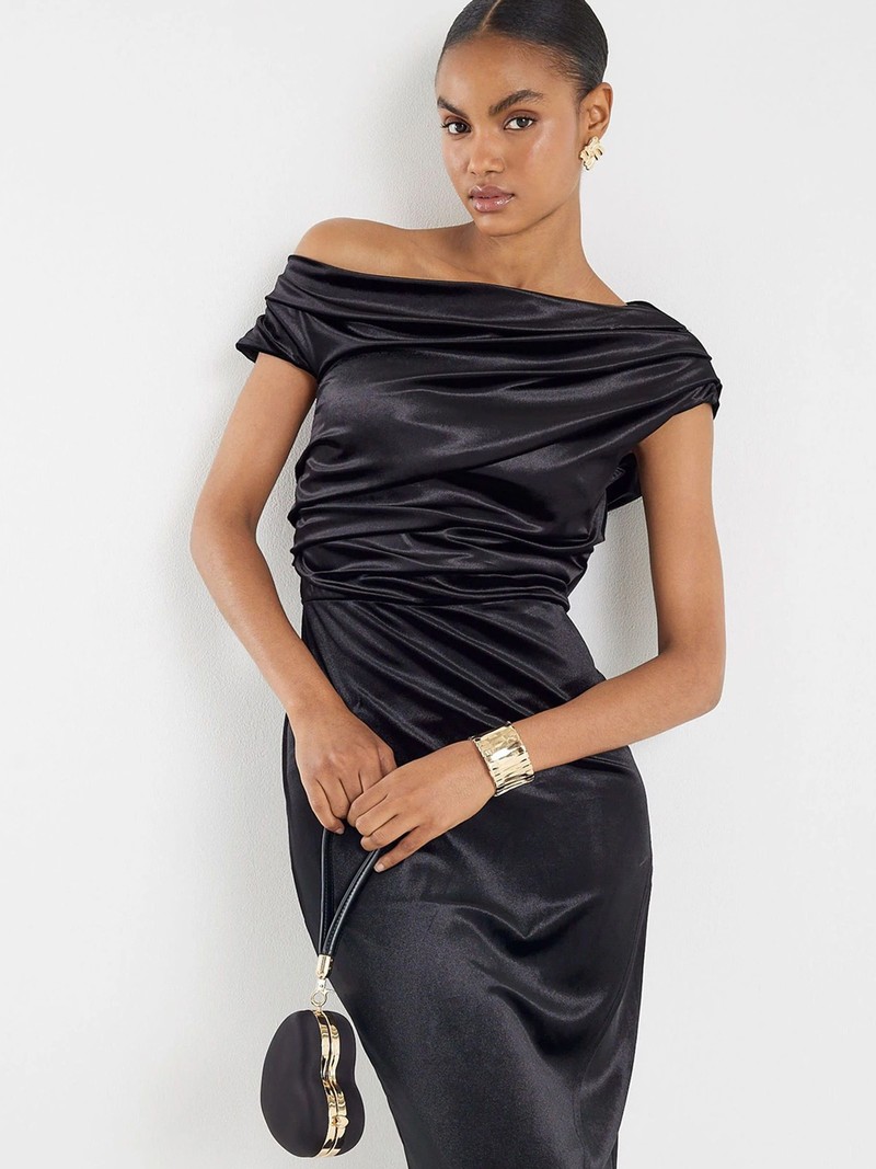 Sleeveless Velvet Drape Midi Dress from River Island