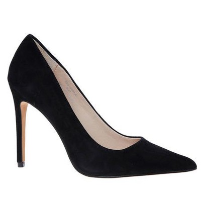 Black Suede Wide Fit Court Shoes