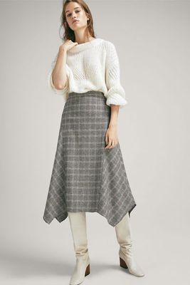 Pointed Check Wool Skirt from Massimo Dutti