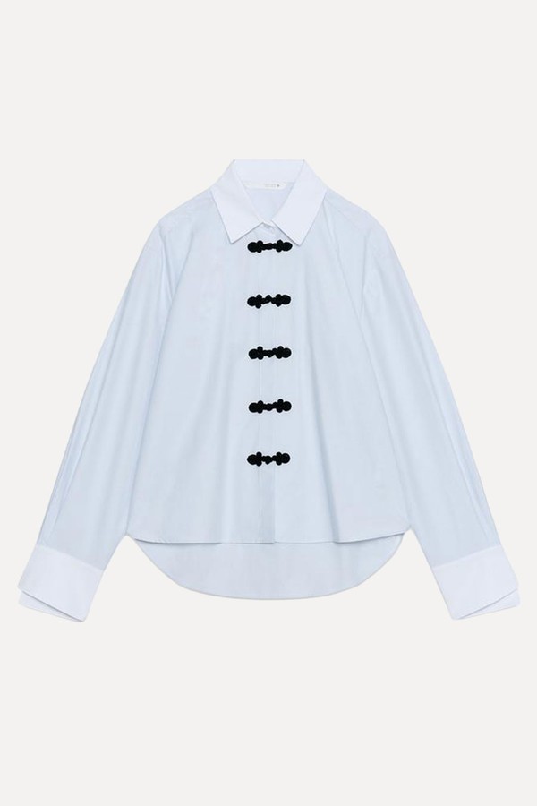 Shirt With Contrast Frog Fastening