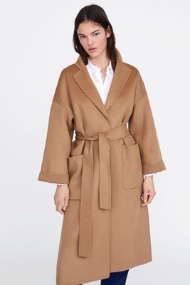 Coat With Pockets And Belt from Zara