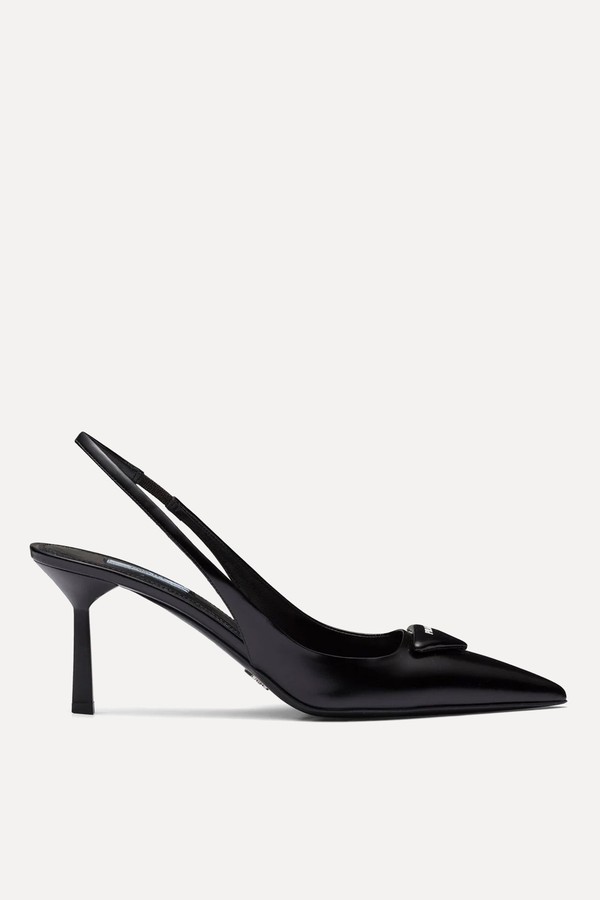 Brushed Leather Slingback Pumps from Prada